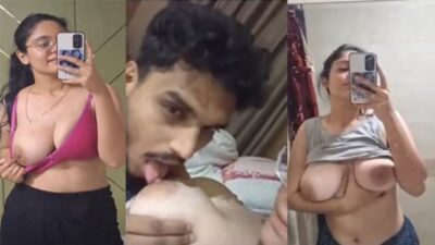 Beautiful Muslim Girl Playing With Her Big Boobs and Bf Sucking Boobs Nude Desi Selfie Sex MMS